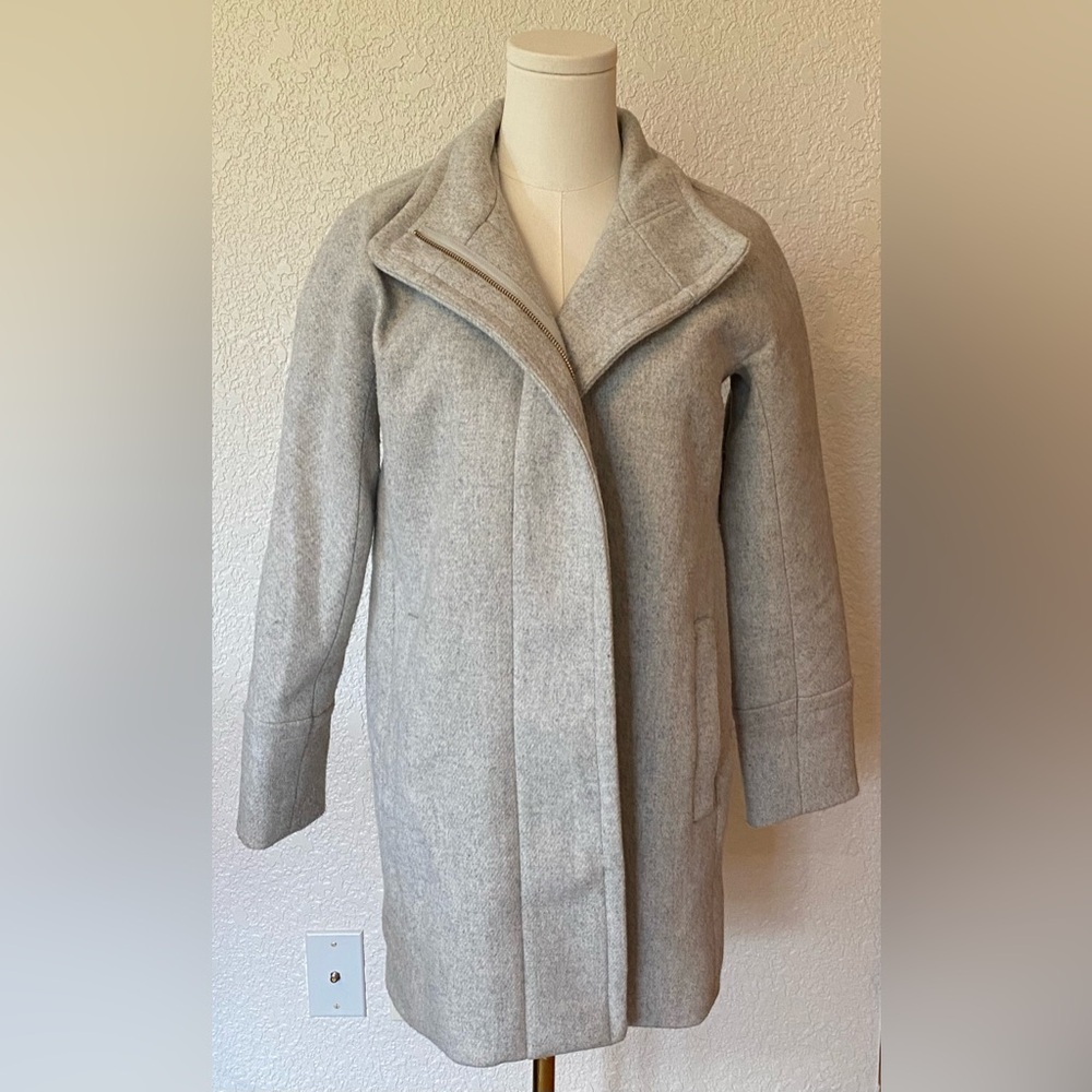 J crew stadium coat wool blend light Heather gray 2P